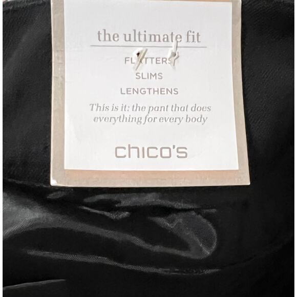 NWT CHICO'S Black Ultimate Fit Getaway  Pants Side Zip Slimming Sz XL (3) Short - Picture 8 of 9